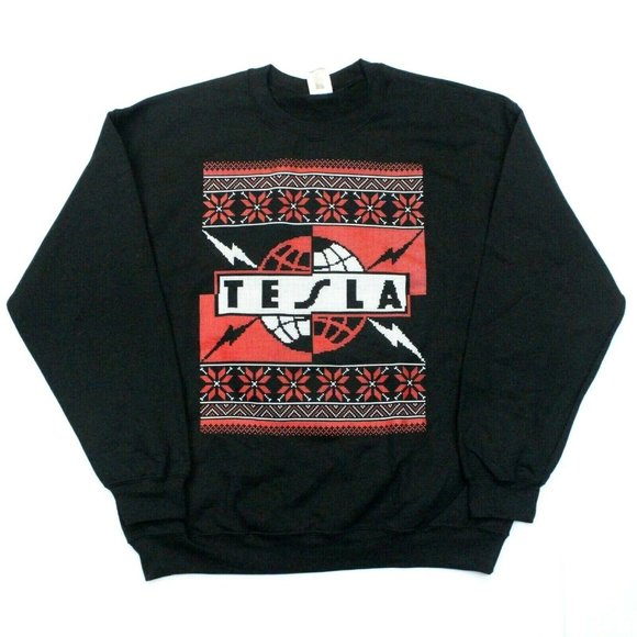 Tesla Snowflake Tacky Ugly Christmas Sweatshirt L - Picture 1 of 4